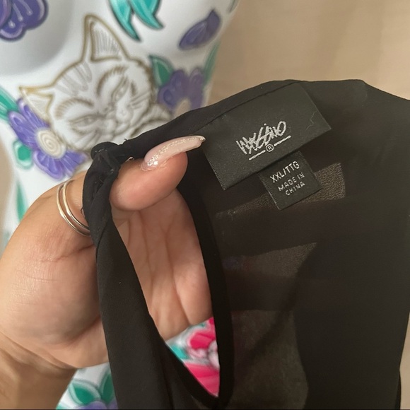 Mossimo Black Teal Print Sleeveless Blouse - Picture 4 of 4